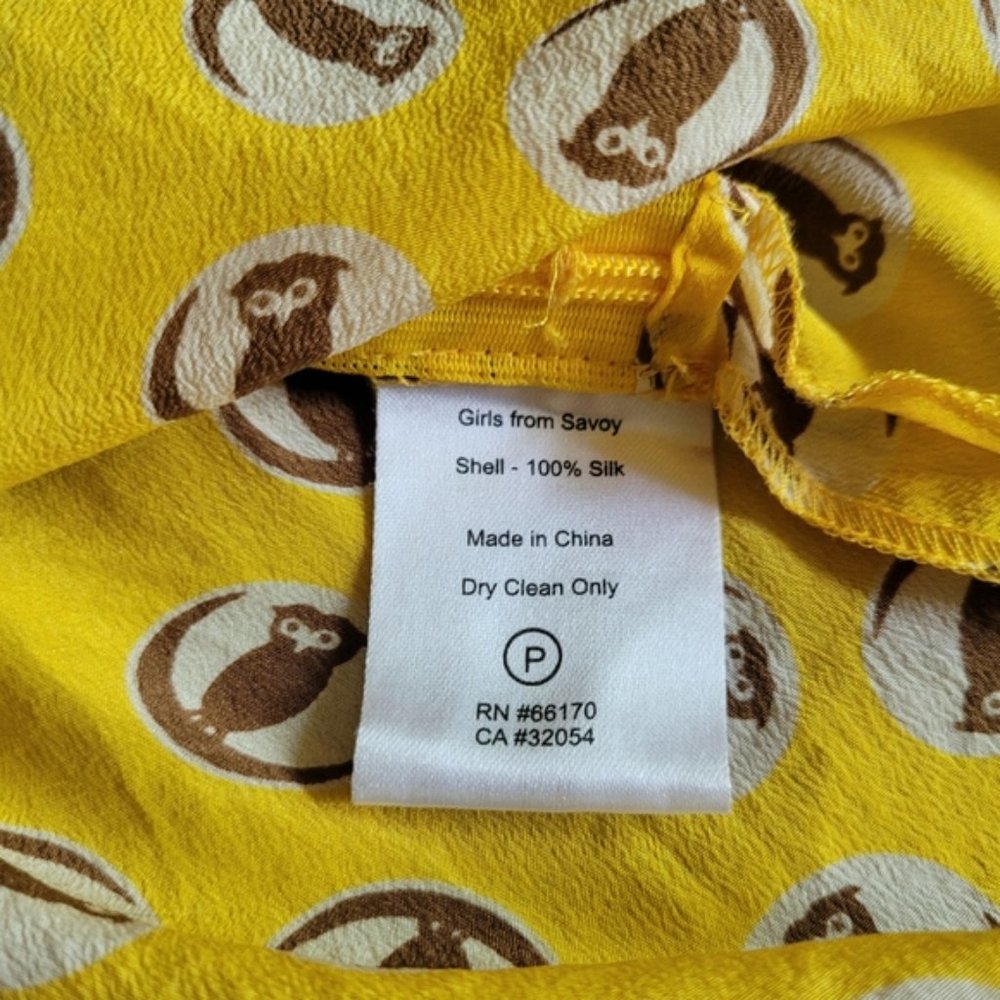 Anthro Girls From Savoy Lemon Liftoff owl print blouse size 8 - Picture 12 of 15